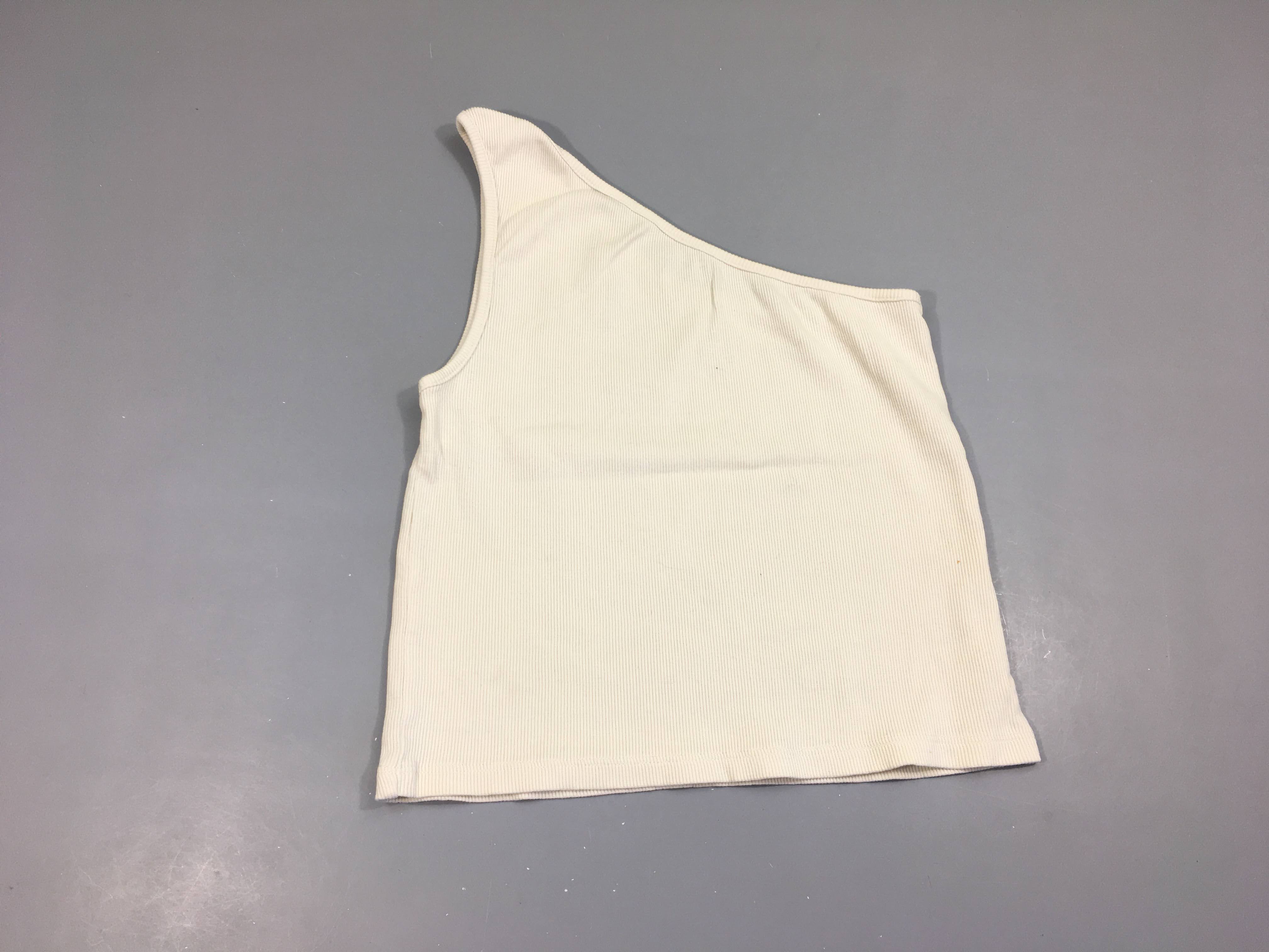 Crop top décalé beige Finement côtelé BZB