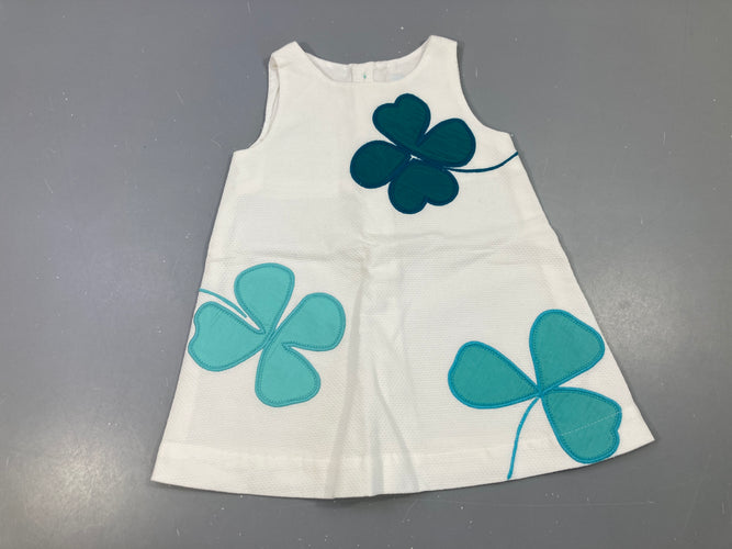 Robe s.m blanche trèfles, moins cher chez Petit Kiwi