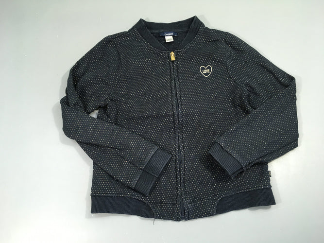 Sweat zippé bleu marine pois dorés, bouloché, moins cher chez Petit Kiwi