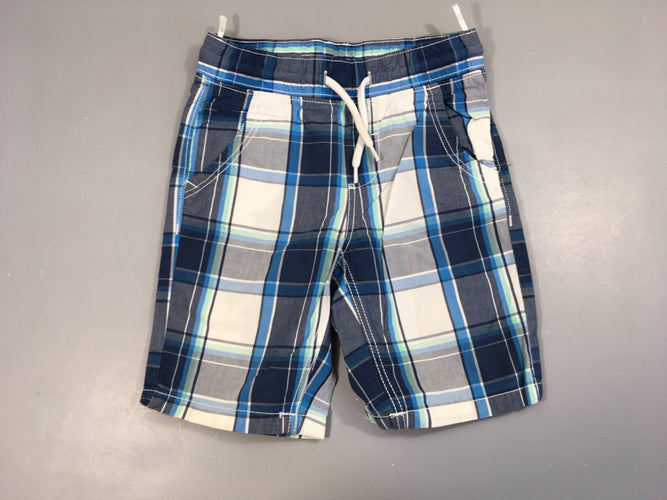 Bermuda bleu à carreaux, moins cher chez Petit Kiwi