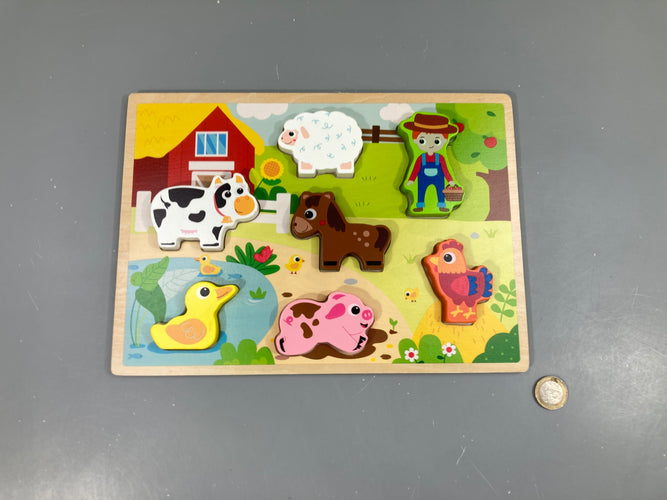 Planche Puzzle en bois La ferme, moins cher chez Petit Kiwi
