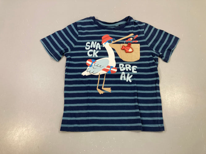 T-shirt m.c bleu rayé pélican snack, moins cher chez Petit Kiwi