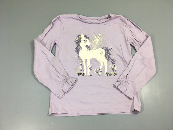 T-shirt m.l parme flammé licorne, moins cher chez Petit Kiwi