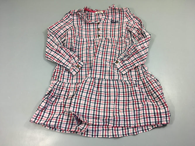 Robe m.l blanc à carreaux rouge/bleu marine, moins cher chez Petit Kiwi