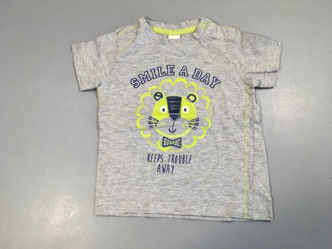 T-shirt m.c gris chiné lion, moins cher chez Petit Kiwi