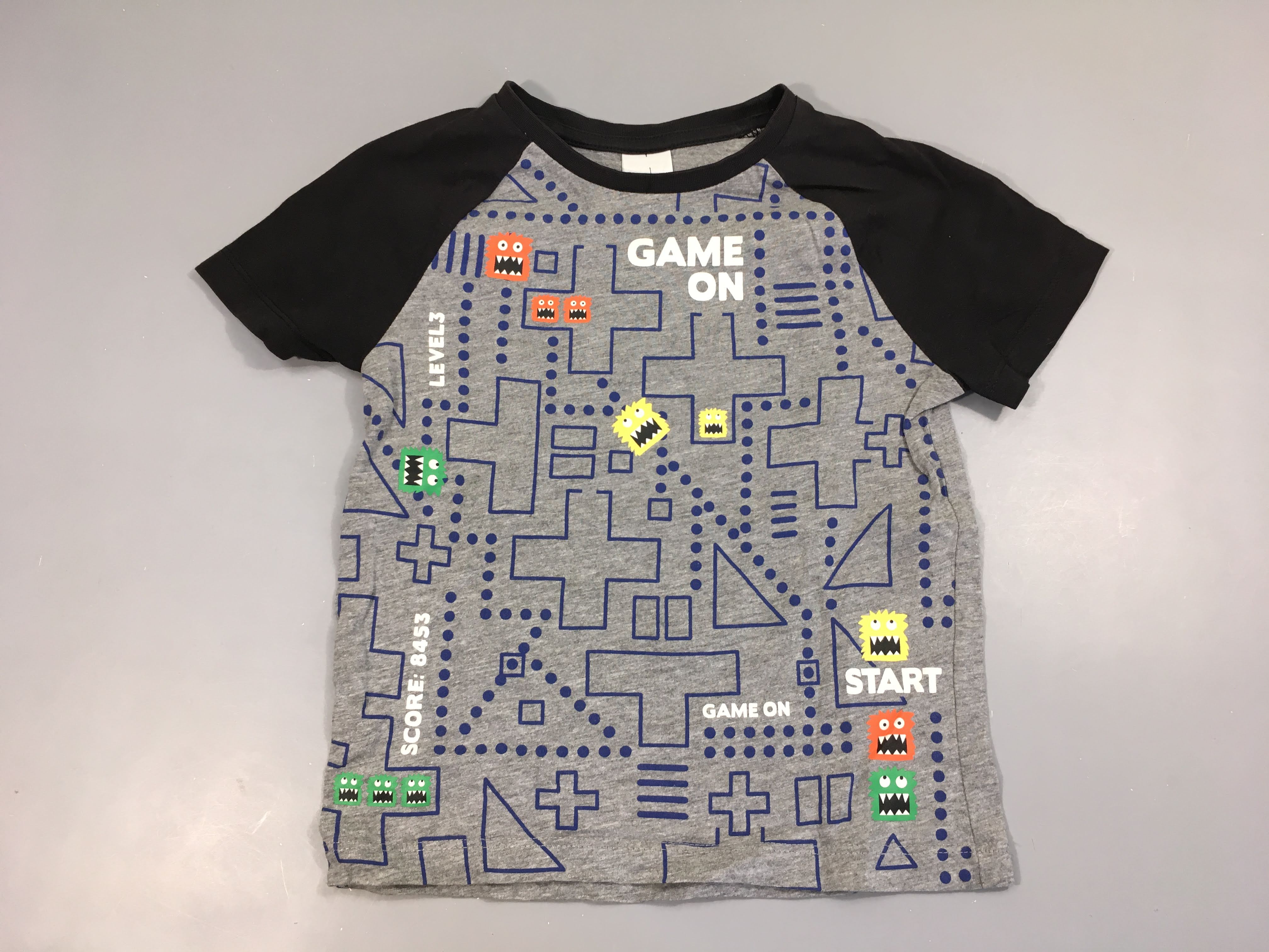 T-shirt m.c noir gris chiné Game On