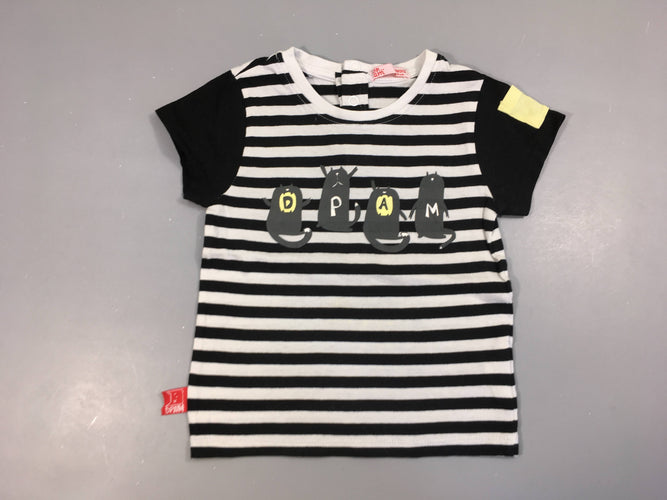 T-shirt m.c noir rayé blanc monstres, moins cher chez Petit Kiwi