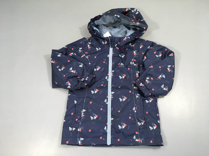 Coupe-vent bleu foncé montagnes à capuche, moins cher chez Petit Kiwi