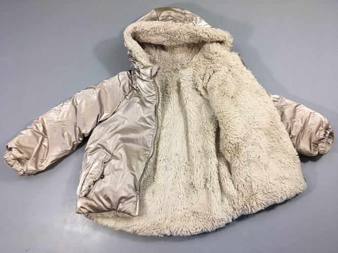 Veste réversible fausse fourrure écru - doré clair - 60€ NEUF, moins cher chez Petit Kiwi