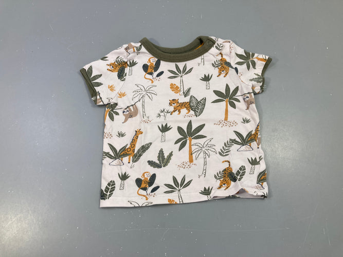T-shirt m.c blanc jungle animaux, moins cher chez Petit Kiwi