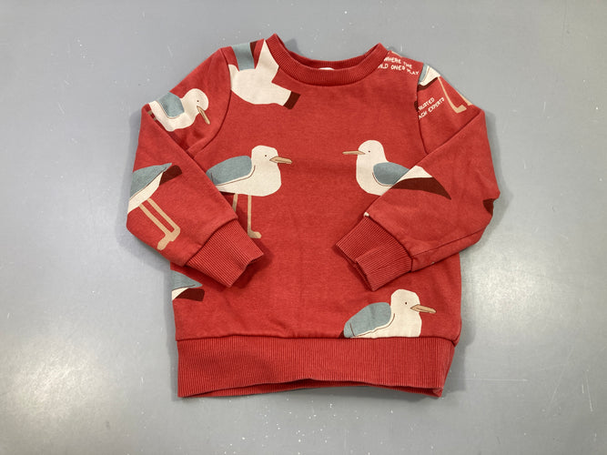 Sweat rouge mouettes, moins cher chez Petit Kiwi