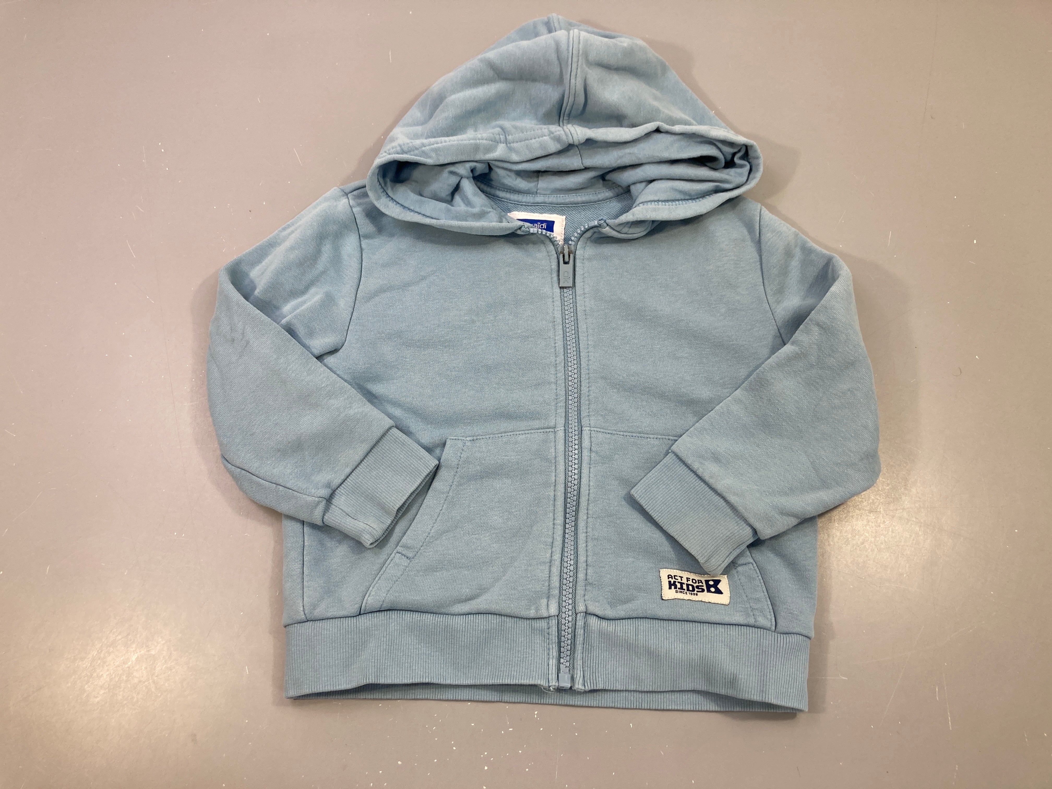 Sweat zippé à capuche bleu clair
