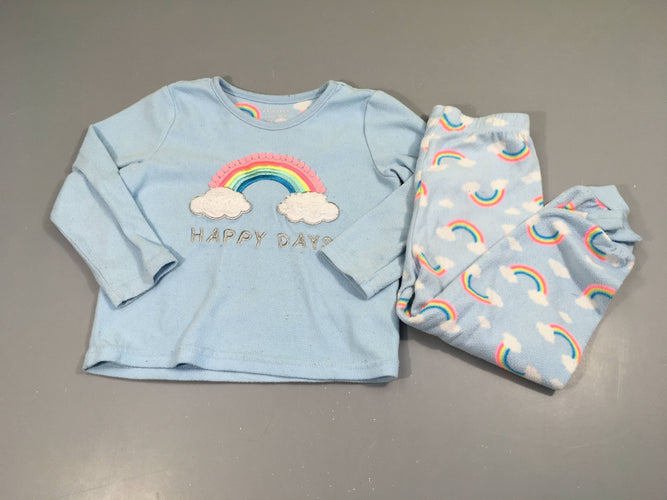 Pyjama 2 pcs polar bleu arc-en-ciel, moins cher chez Petit Kiwi