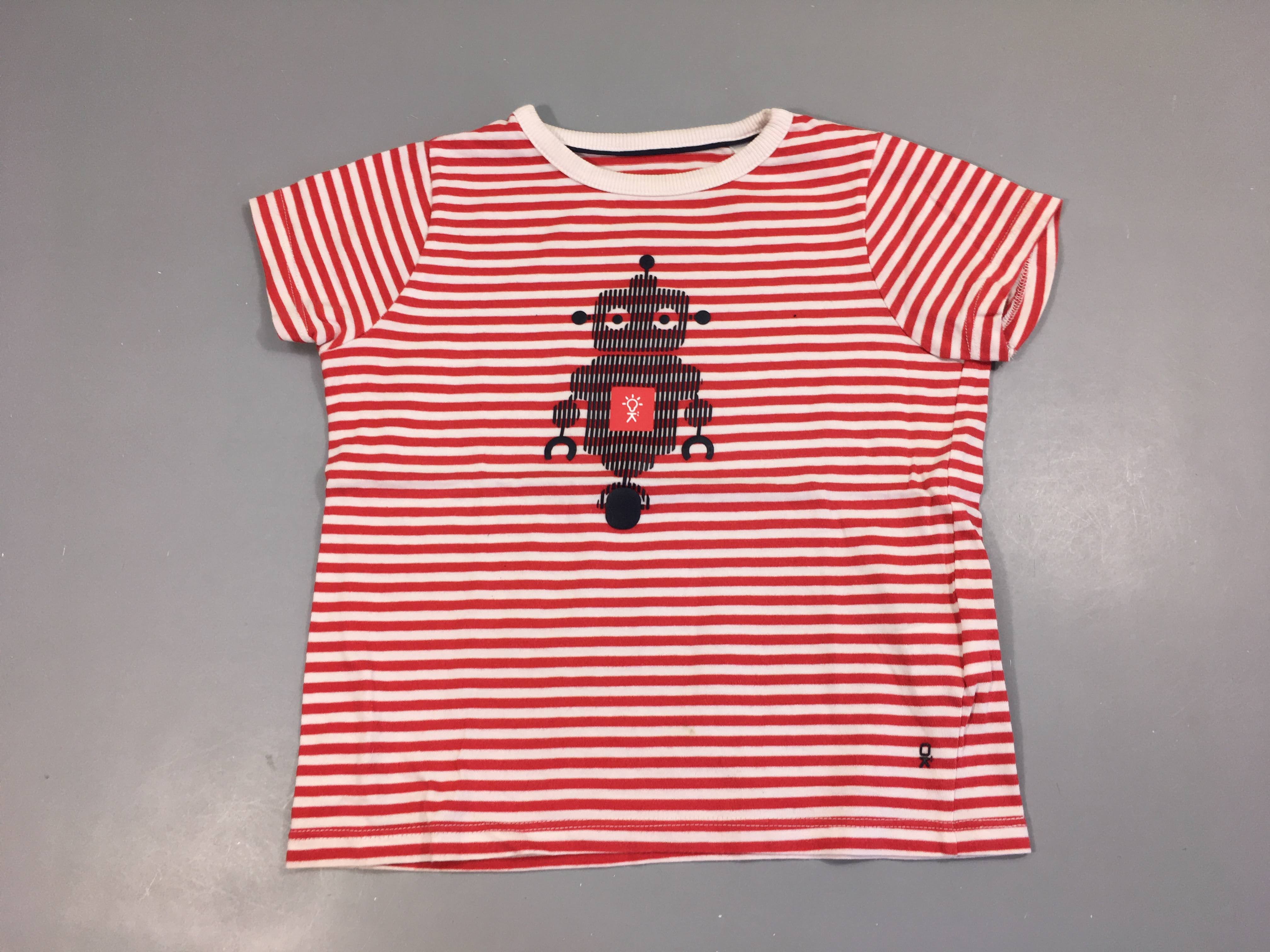 T-shirt m.c blanc rayé rouge robot