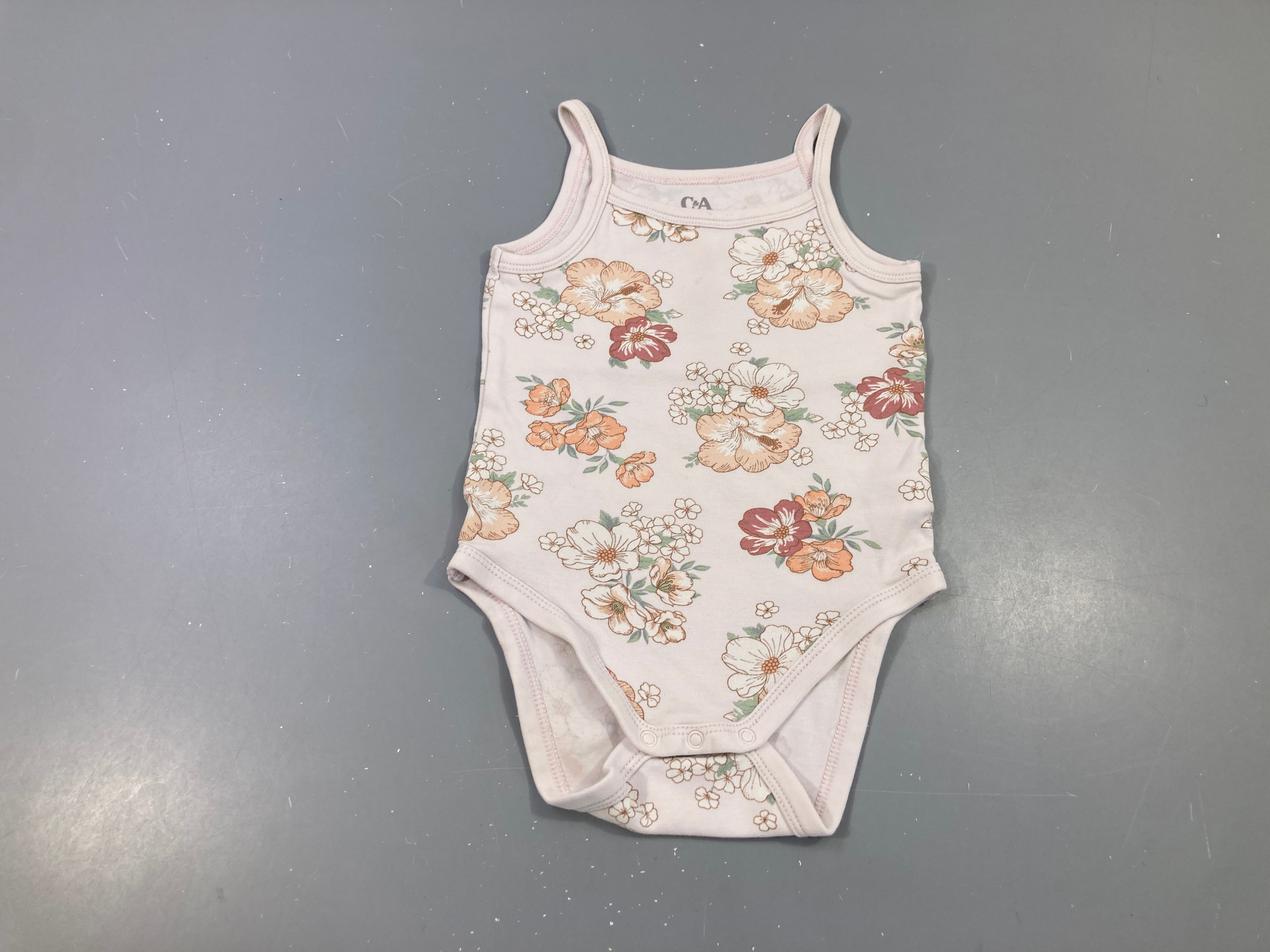 Body fines bretelles rose pâle fleuri