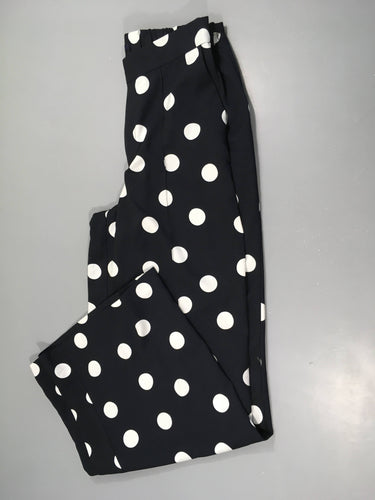 Pantalon mousseline bleu marine pois, moins cher chez Petit Kiwi