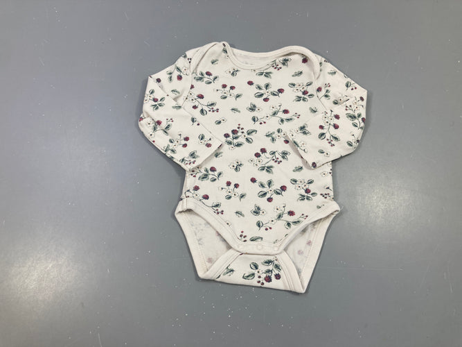 Body m.l blanc fleuri, moins cher chez Petit Kiwi
