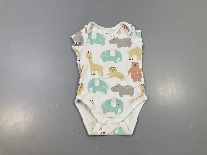 Body m.c blanc animaux, moins cher chez Petit Kiwi