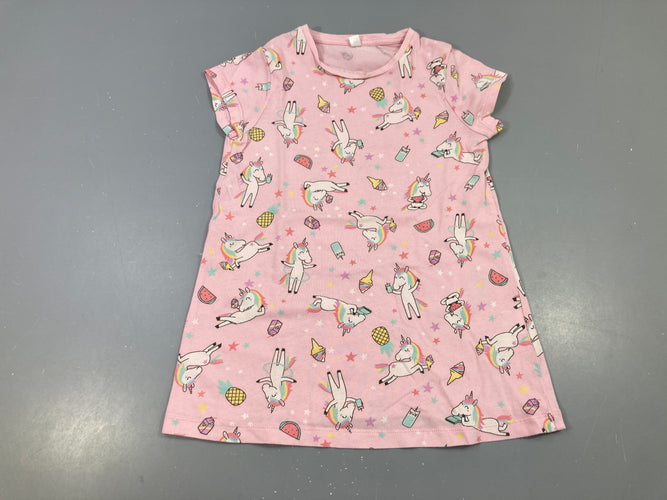 Robe de nuit jersey rose licornes, moins cher chez Petit Kiwi