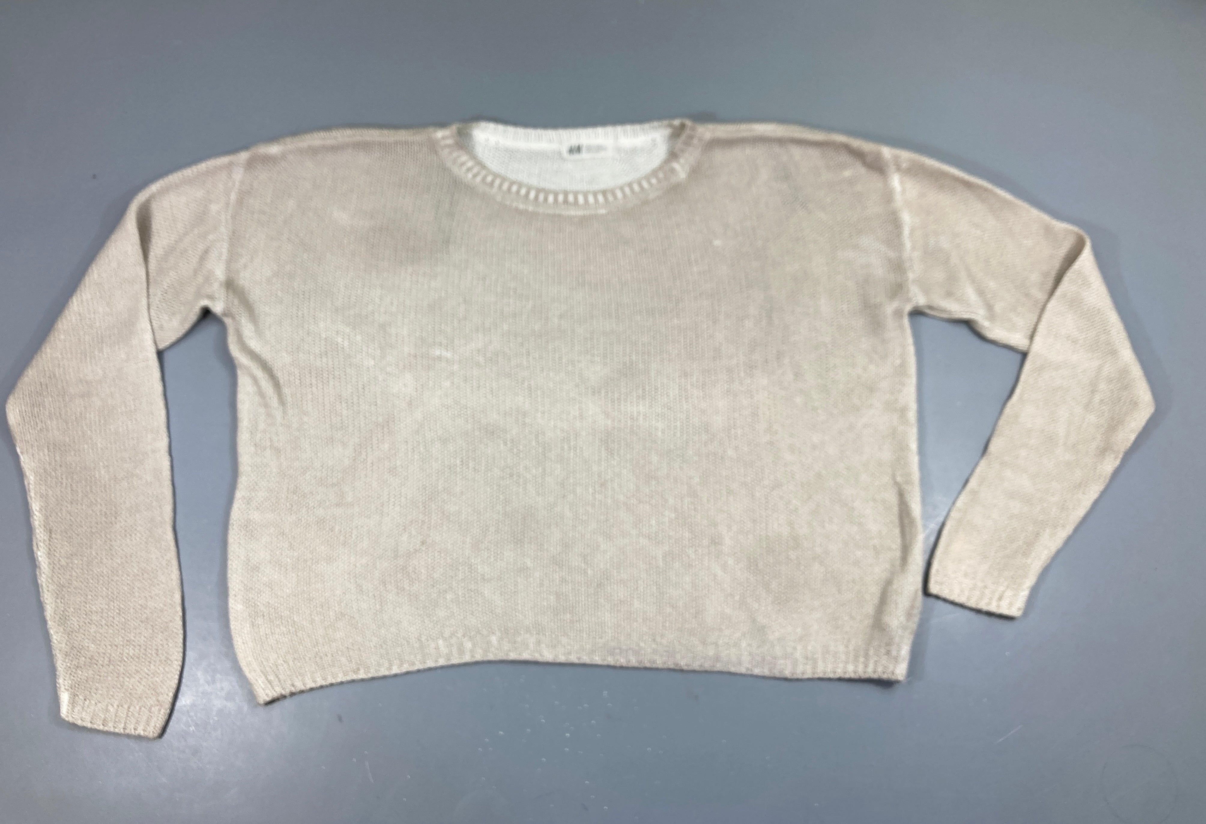 Pull court m.l mailles beige