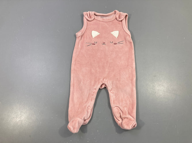 Pyjama velours s.m rose chat, moins cher chez Petit Kiwi