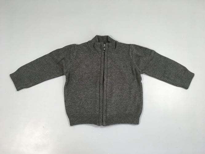 Gilet zippé gris chiné foncé, moins cher chez Petit Kiwi