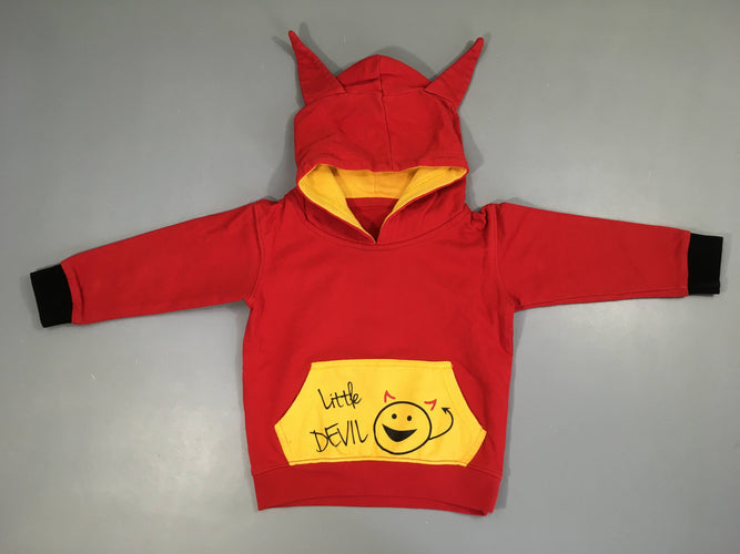 Sweat à capuche rouge diable, moins cher chez Petit Kiwi