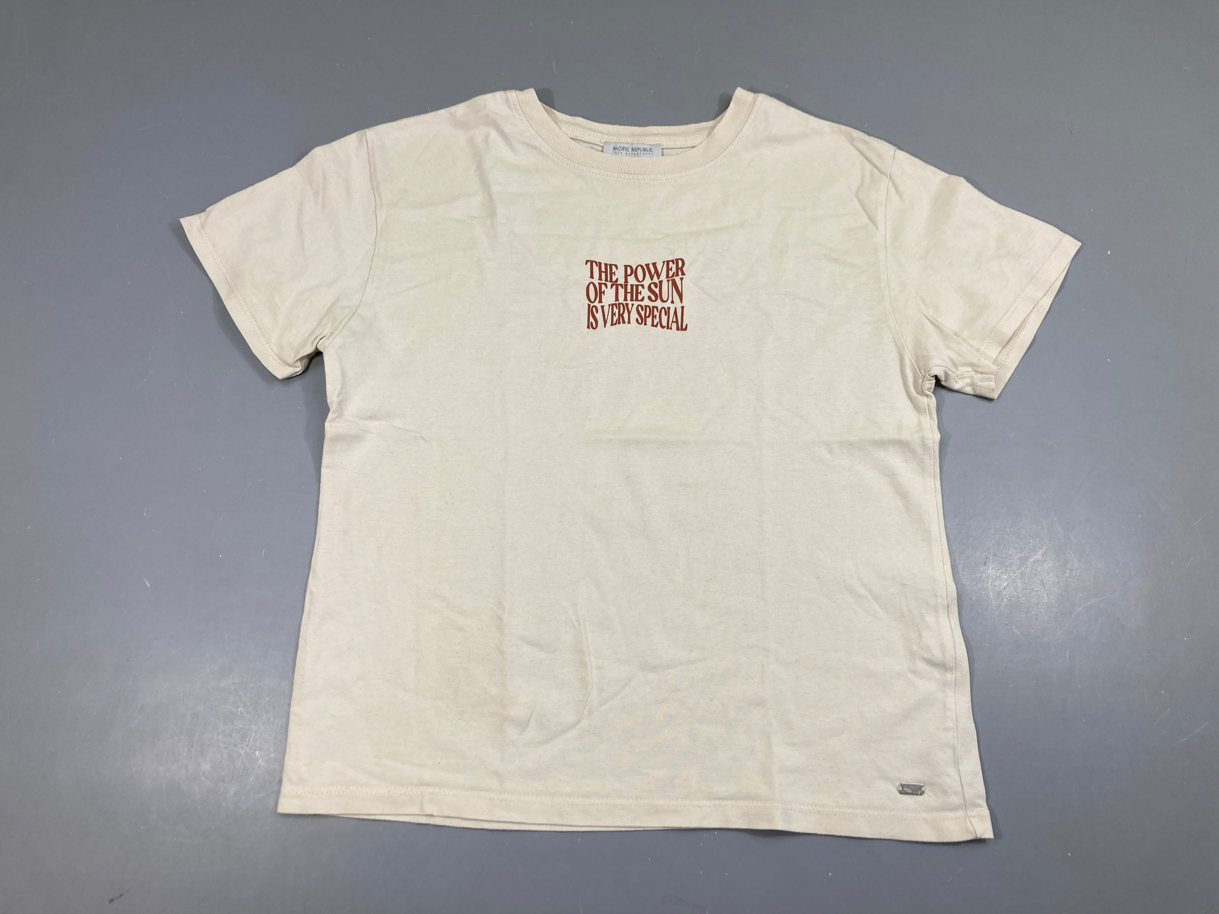 T-shirt m.c écru the power of the sun, légèrement bouloché