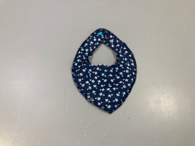 Bavoir bandana bleu foncé fleuri, moins cher chez Petit Kiwi