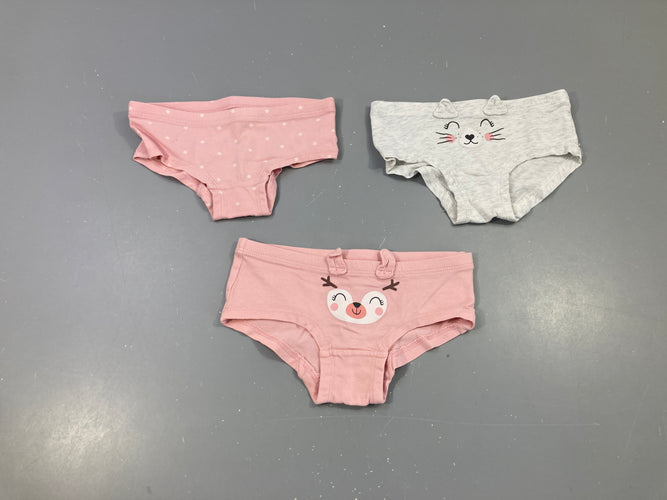 Lot de 3 culottes rose étoiles/gris chat, moins cher chez Petit Kiwi