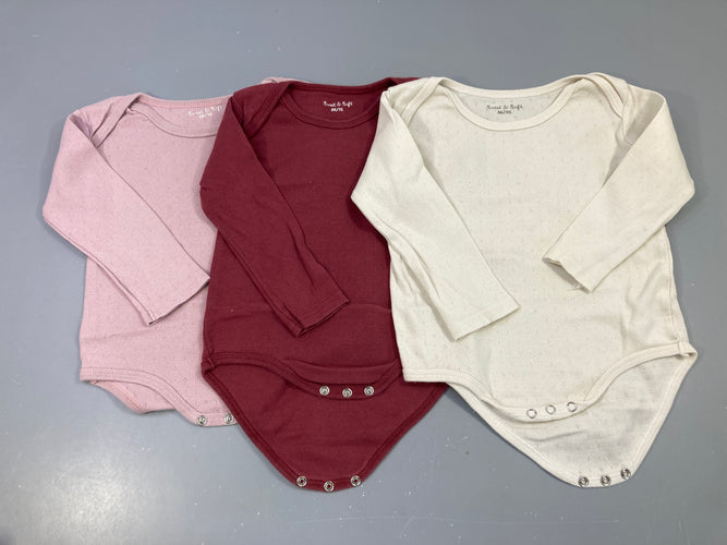 Lot de 3 bodies m.l ajourés écru/bordeaux/rose, moins cher chez Petit Kiwi