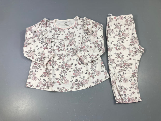 Pyjama 2pcs jersey m.l blanc fleuri, moins cher chez Petit Kiwi