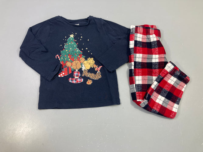 Pyjama 2 pcs bleu foncé sapin, Pantalon flanelle carreaux, moins cher chez Petit Kiwi