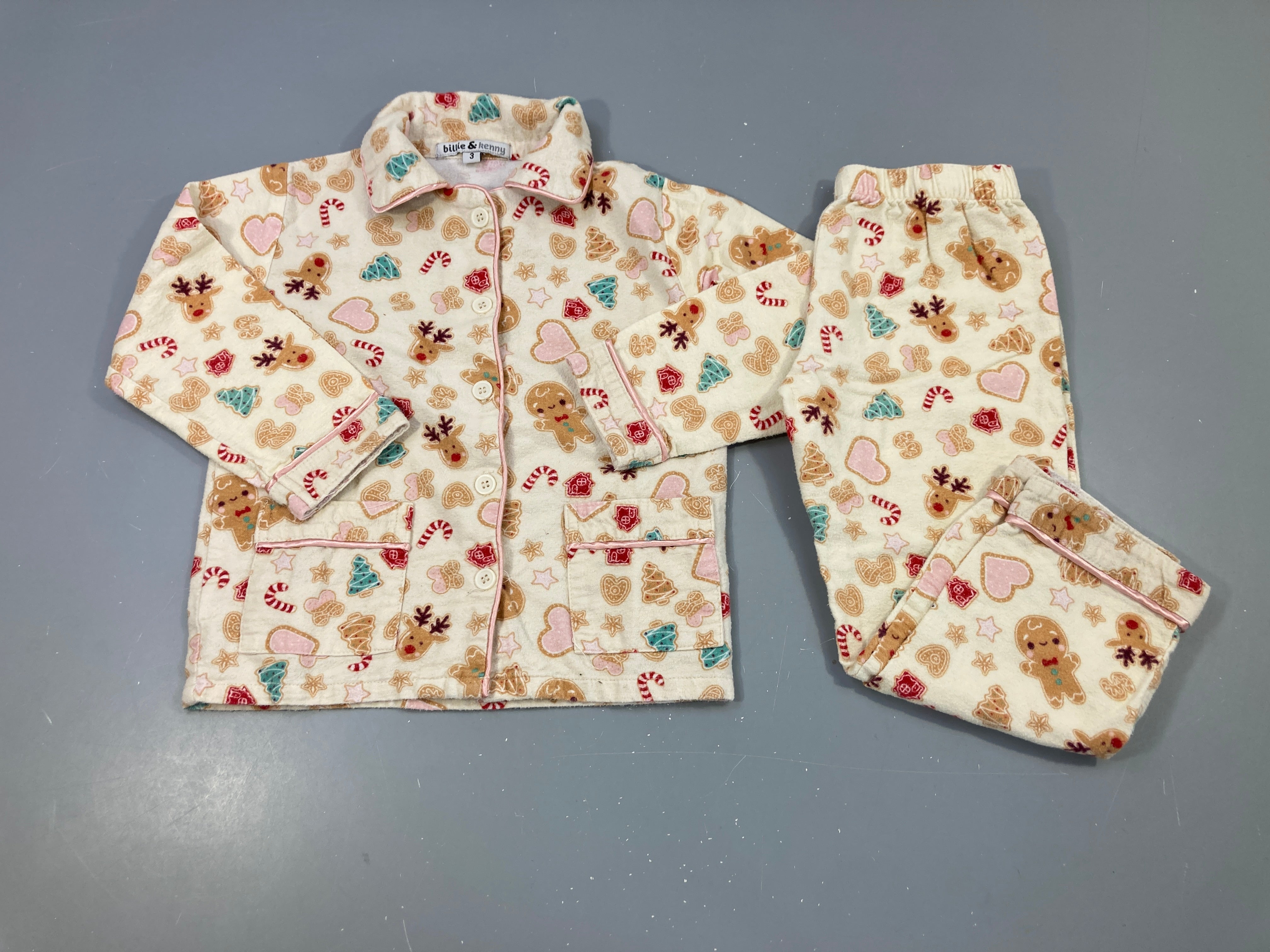 Pyjama 2 pcs flanelle écru motifs noël