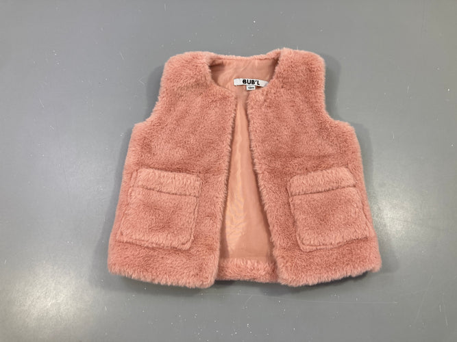 Gilet s.m fausse fourrure rose, moins cher chez Petit Kiwi
