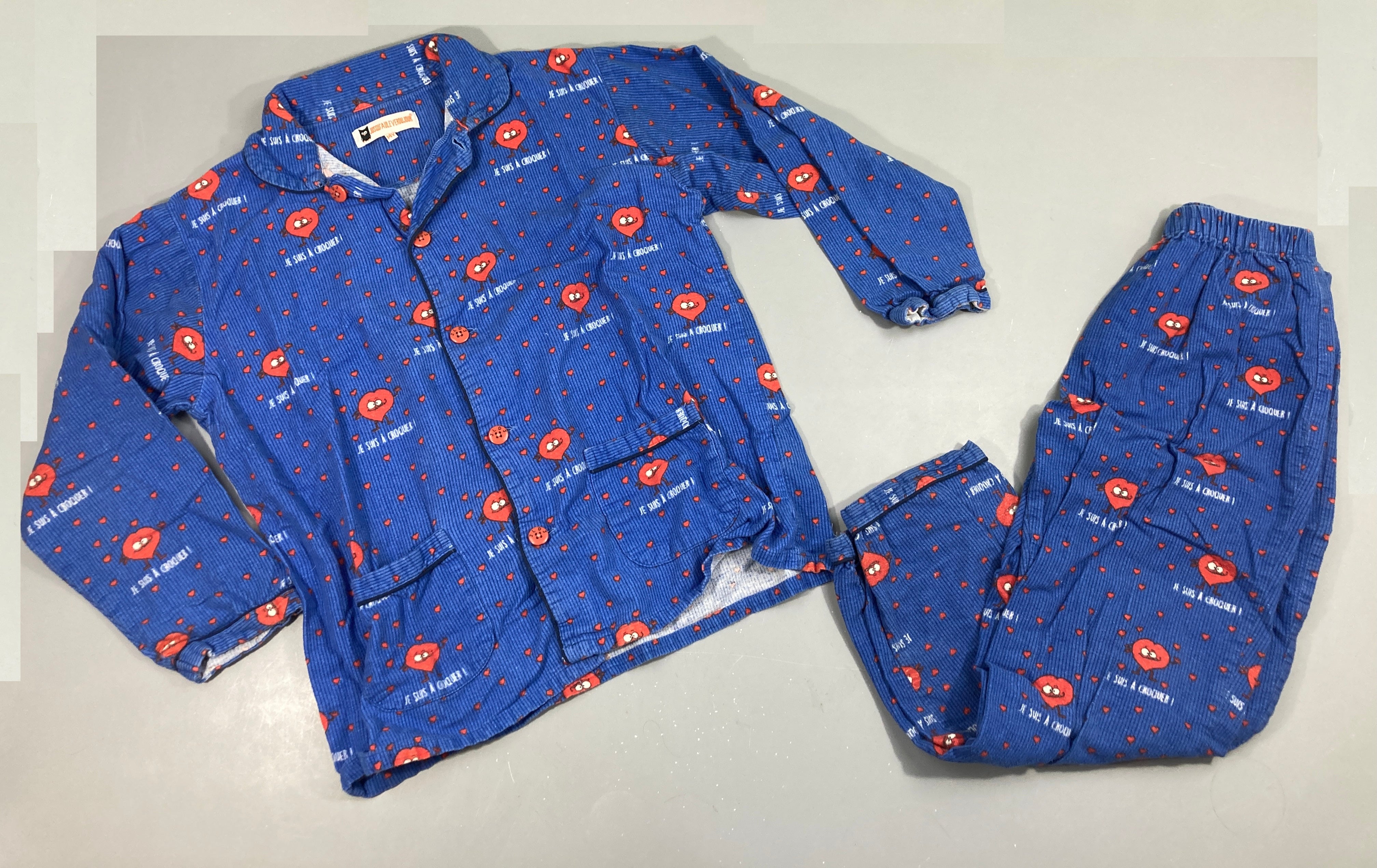 Pyjama 2 pcsflanelle bleu coeurs