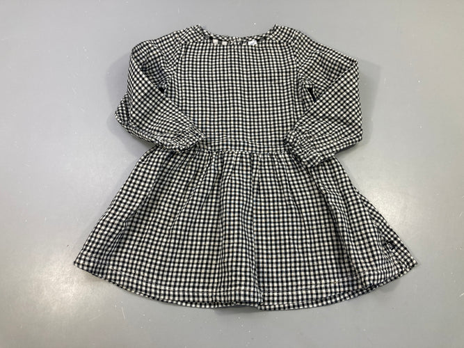 Robe m.l carreaux noir/blanc fil doré, moins cher chez Petit Kiwi
