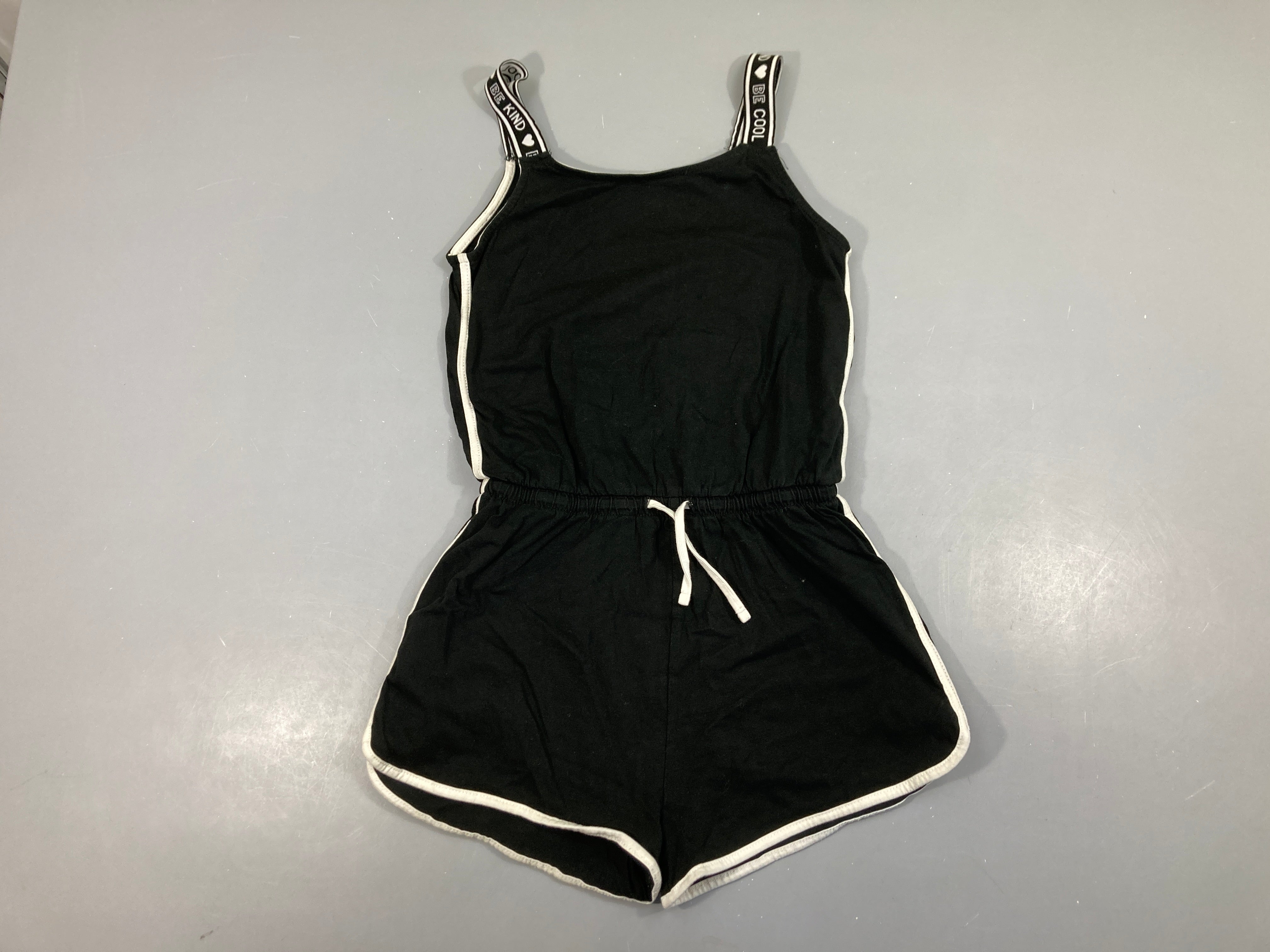 Combishort jersey noir bandes lat blanchees