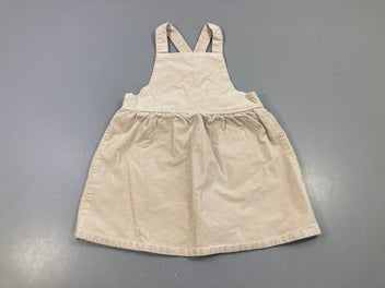 Robe salopette velours ras beige