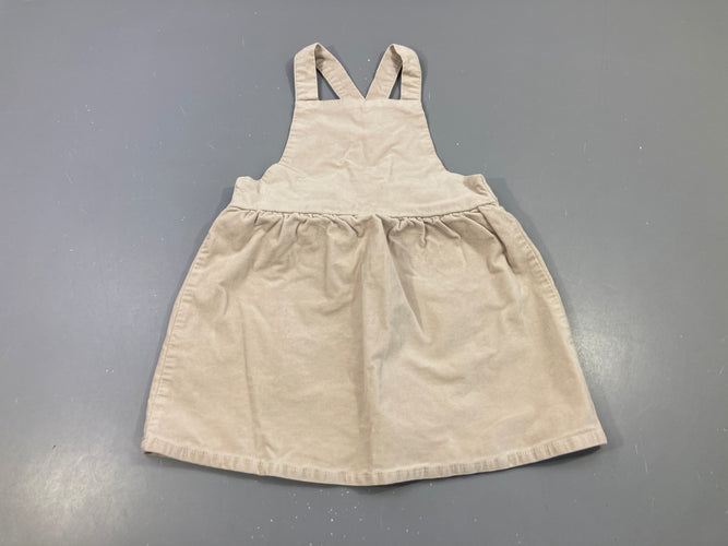Robe salopette velours ras beige, moins cher chez Petit Kiwi