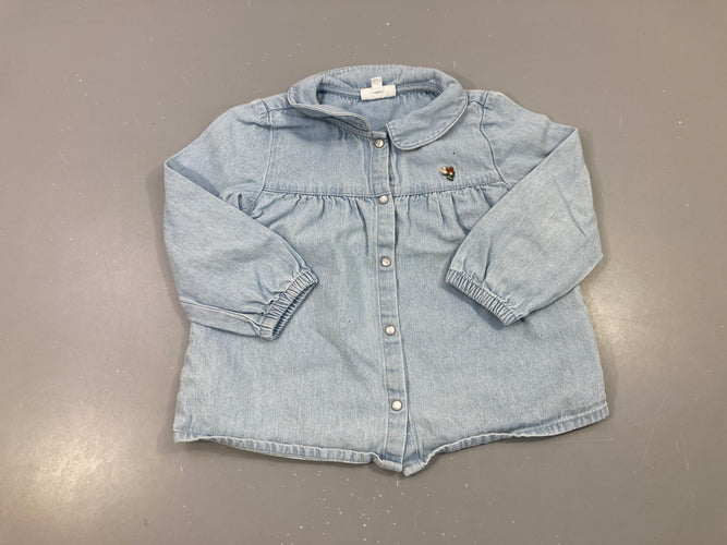 Chemisier m.l denim broderie, petite tache à l'avant, moins cher chez Petit Kiwi