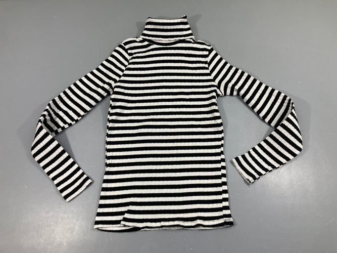 T-shirt m.l col roulé côtelé rayé blanc-noir, moins cher chez Petit Kiwi