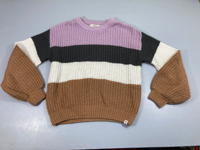 Pull mailles rayé lilas-brun-beige, moins cher chez Petit Kiwi