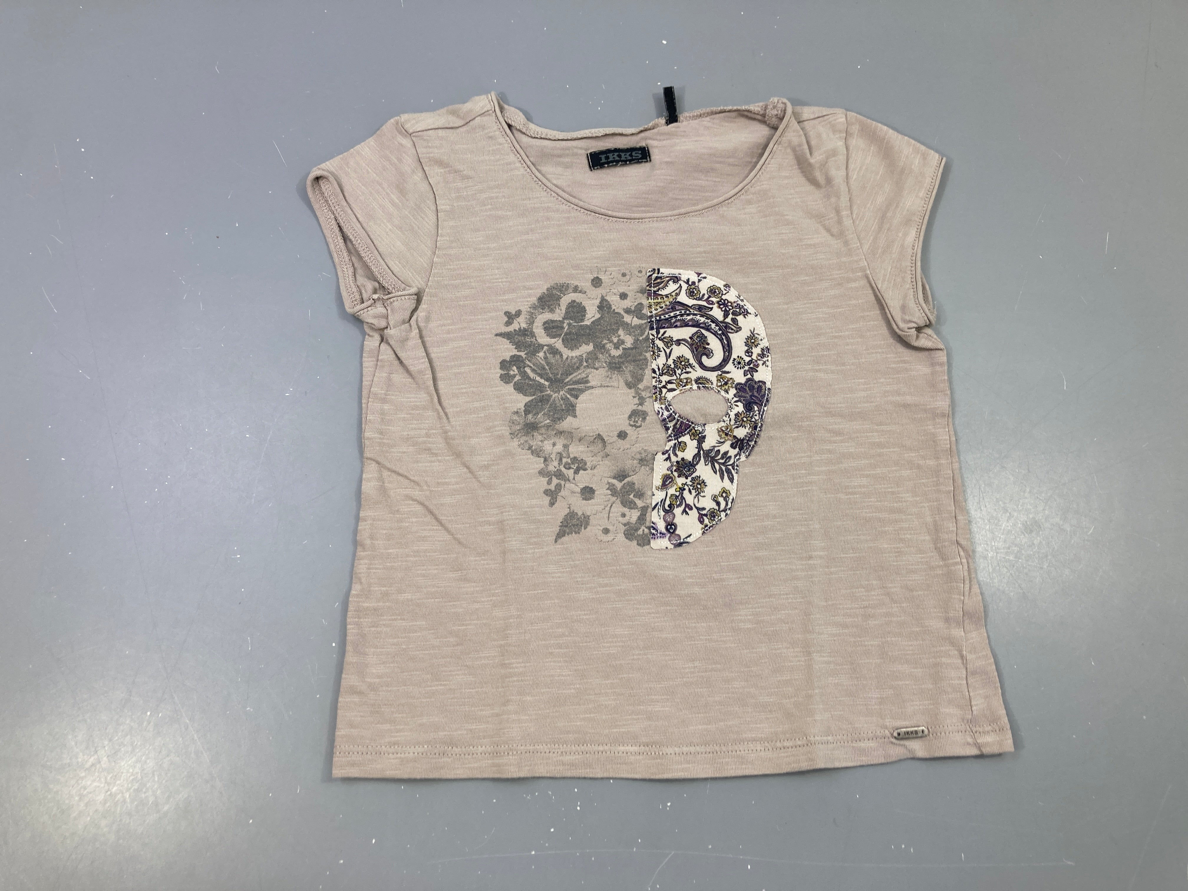 T-shirt m.c gris tête de mort fleurs