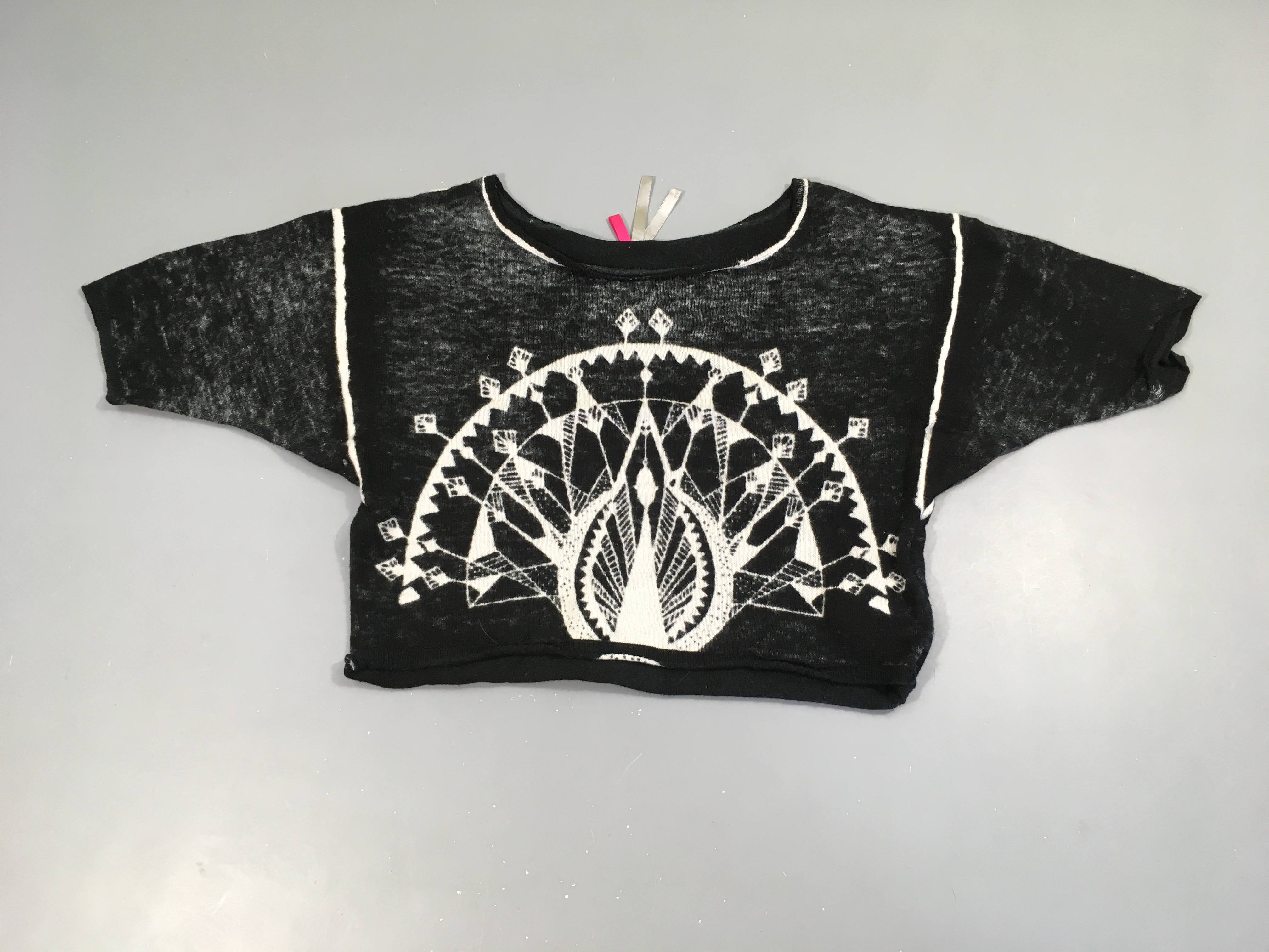 T-shirt m.c noir effet motif blanc