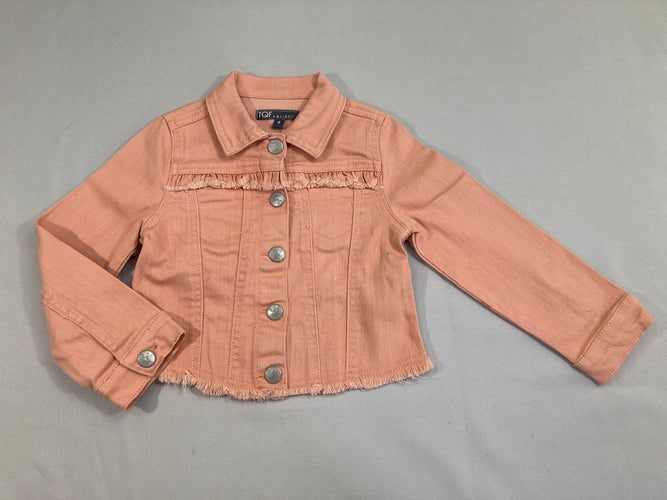 Veste denim rose, moins cher chez Petit Kiwi