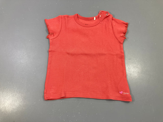 T-shirt m.c corail côtelé, moins cher chez Petit Kiwi