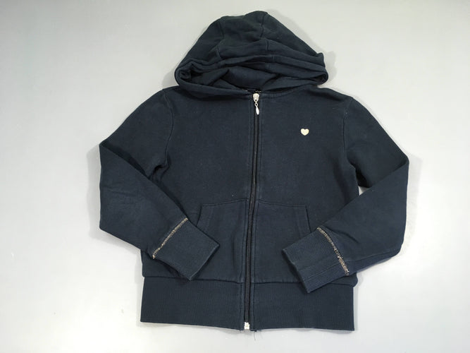 Sweat zippé à capuche bleu foncé coeur doré, moins cher chez Petit Kiwi