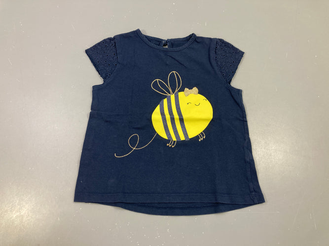 T-shirt m.c bleu foncé abeille, moins cher chez Petit Kiwi