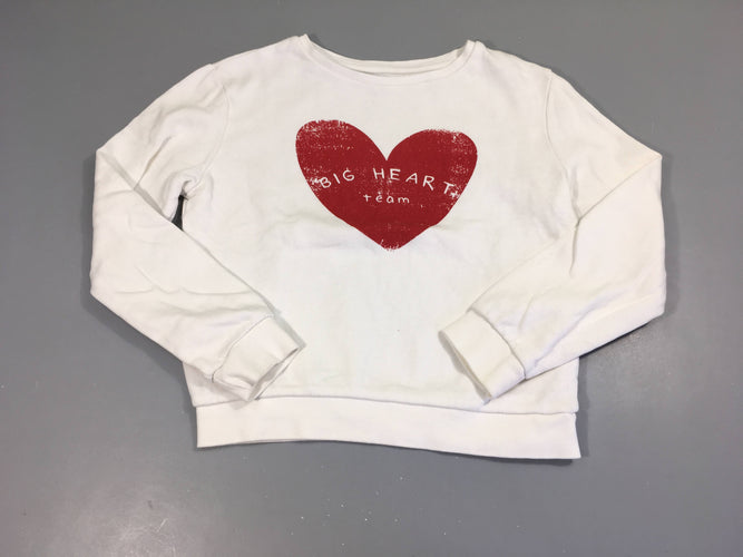 Sweat blanc Big heart, moins cher chez Petit Kiwi